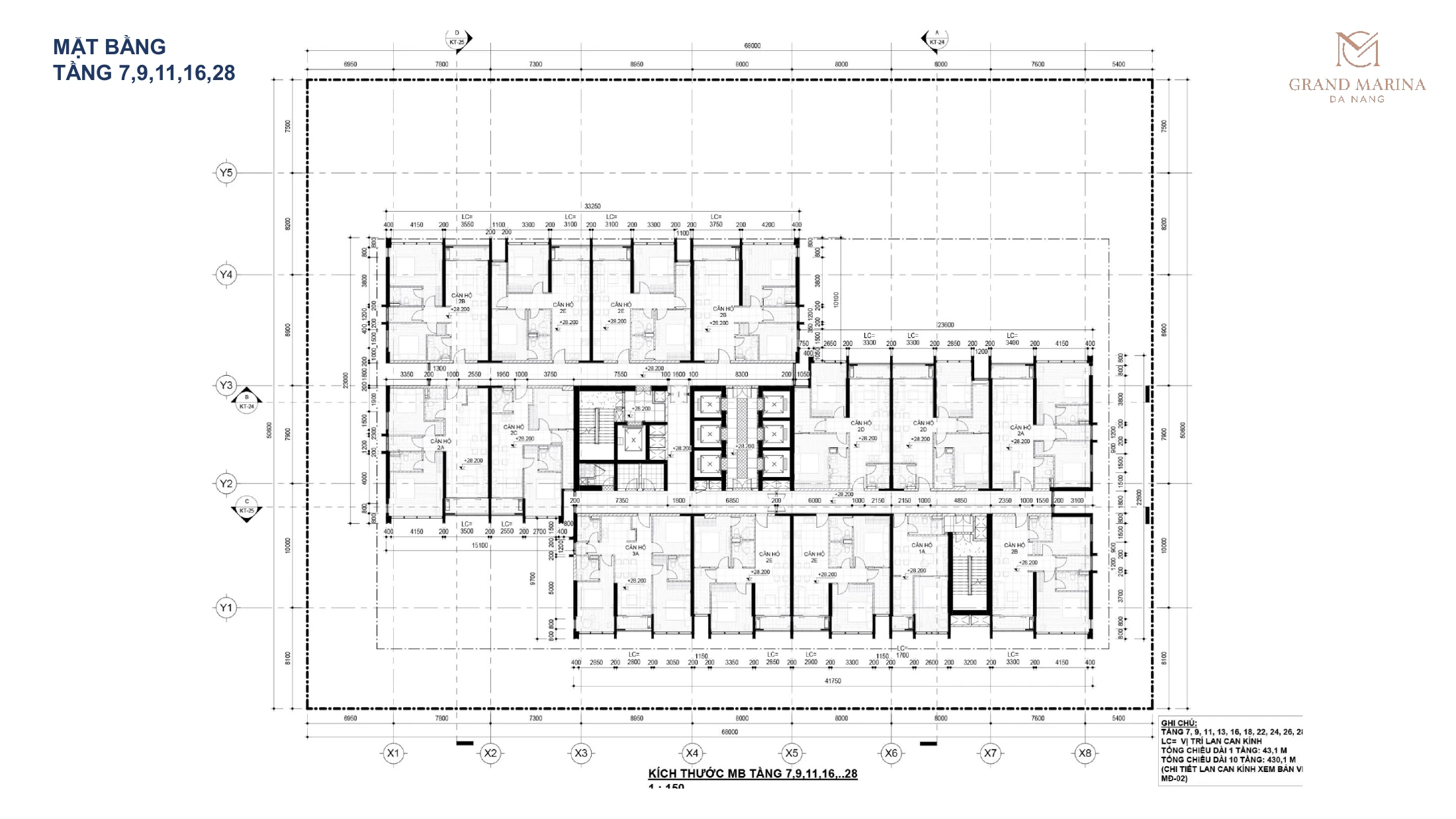 Mặt bằng Tầng 7, 9, 11, 16, 28 - Grand Marina Đà Nẵng